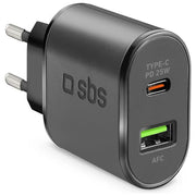 Sbs Caricatore Travel 1 x Usb di Tipo C 25W 1xUsb AFC