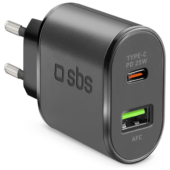Sbs Caricatore Travel 1 x Usb di Tipo C 25W 1xUsb AFC