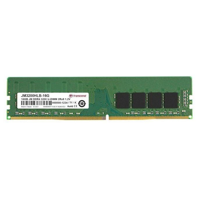 Transcend JM3200HLB-16G JetRam Memoria RAM 16 GB 2 x 8 GB DDR4 3200 MHz 288-pin DIMM CL22 1.2V colore Nero