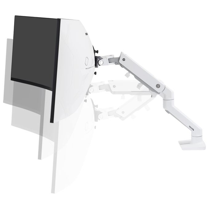Ergotron 45-647-216 HX Series Braccio per Monitor da Scrivania con HD Pivot Capacita' 19,1 Kg Compatibilita' VESA 75x75 100x100 mm Rotazione 360° colore Bianco
