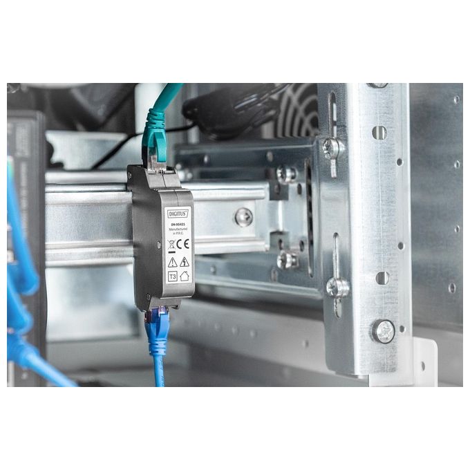 Digitus DN-95421 Protettore Sovratensioni PoE RJ45 Guida DIN 10 kV Gigabit 10-100-1000Mbps PoE++ IP40 colore Grigio