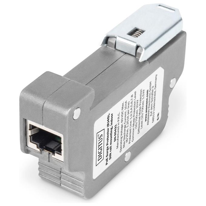 Digitus DN-95421 Protettore Sovratensioni PoE RJ45 Guida DIN 10 kV Gigabit 10-100-1000Mbps PoE++ IP40 colore Grigio