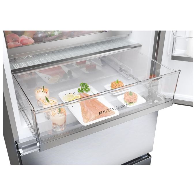 Haier HTR5720ENMG 3D 70 Serie 5 Frigorifero Combinato 3 Porte 483 L 200 cm Classe E 37 dB No Frost colore Argento