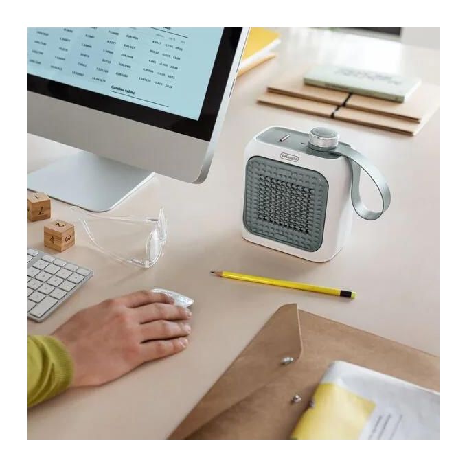 De'Longhi HFX10B03.GR Capsule Desk Termoventilatore Ceramico da Scrivania 360W 35 dB colore Verde Salvia