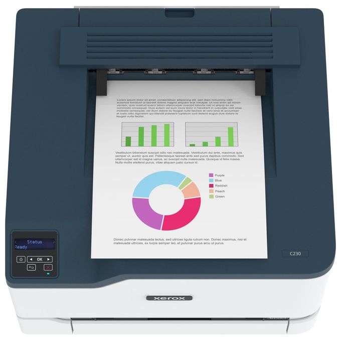 Xerox C230V_DNI C230 Stampante Laser A4 a Colori 22 ppm Fronte Retro Wi-Fi 2 Vassoi 251 Fogli colore Bianco Blu