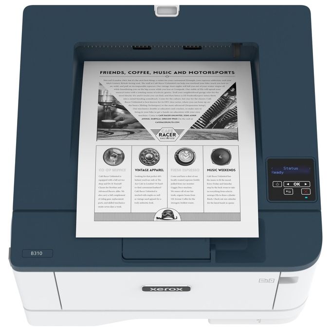 Xerox B310V_DNI B310 Stampante Laser A4 Monocromatica 40 ppm Fronte Retro Wi-Fi 2 Vassoi 350 Fogli colore Bianco