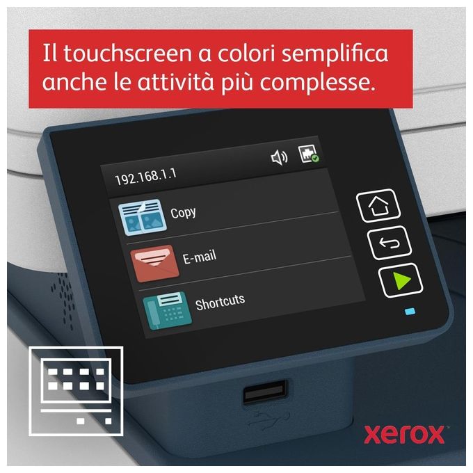 Xerox B235V_DNI B235 Stampante Multifunzione Laser A4 Monocromatica 34 ppm Fronte Retro Wireless Copia Scansione Fax Touchscreen colore Bianco