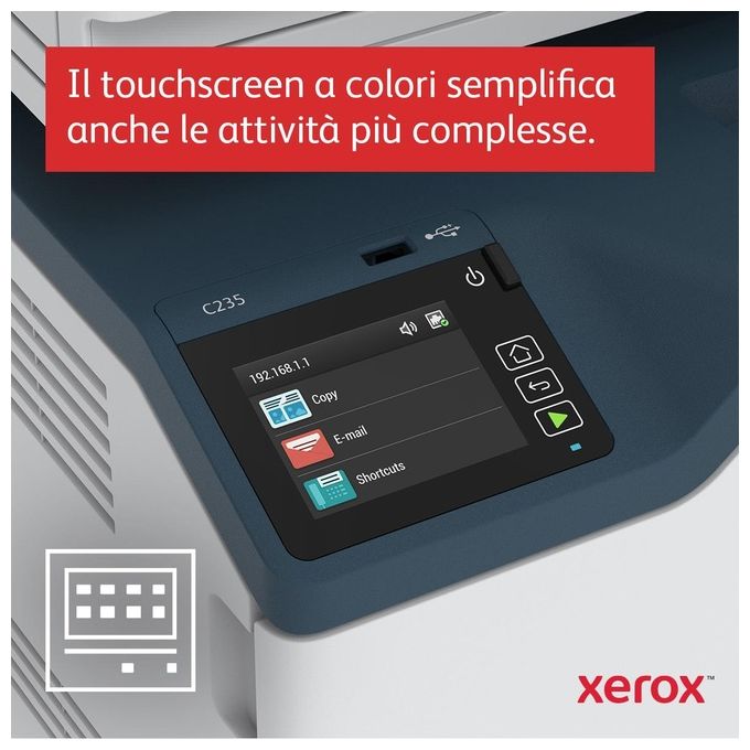 Xerox C235V_DNI Multifunzione Laser A4 Colore Stampa Copia Scansione Fax 22 ppm Wi-Fi Fronte Retro ADF Touch colore Bianco
