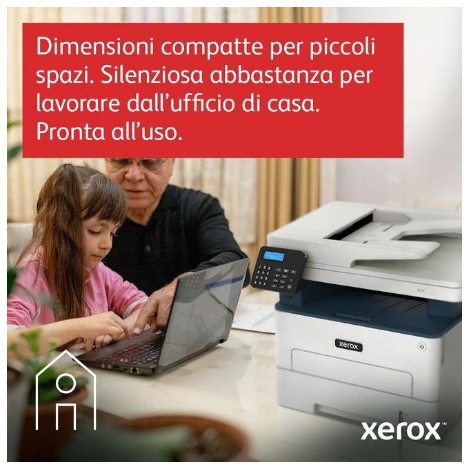 Xerox B225V_DNI Stampante Multifunzione Laser A4 Mono 34ppm Fronte Retro Wi-Fi ADF 50 fogli 250 fogli colore Bianco