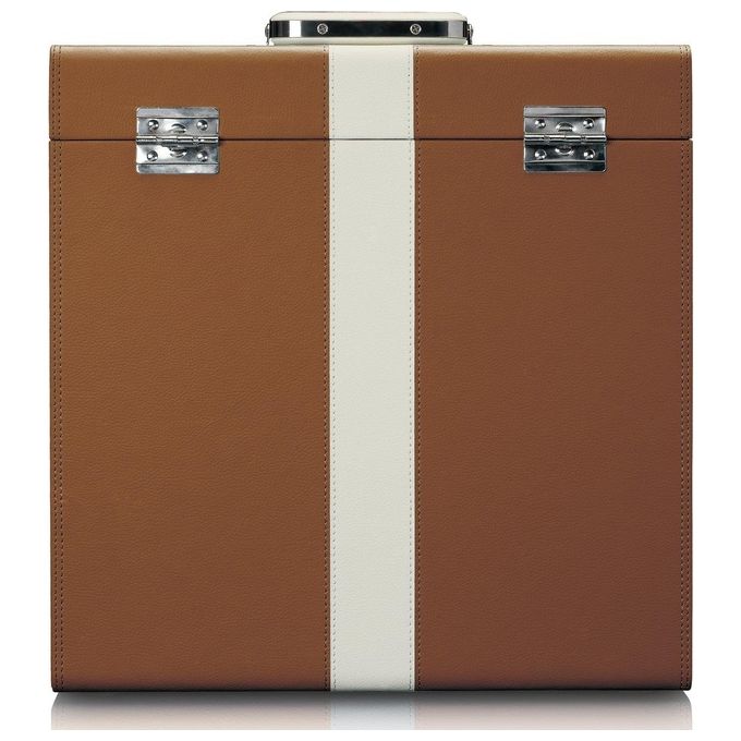 Lenco TTA-301 Classic Phono Custodia per Dischi in Vinile 30 LP Pelle Ecologica Interno in Feltro colore Marrone