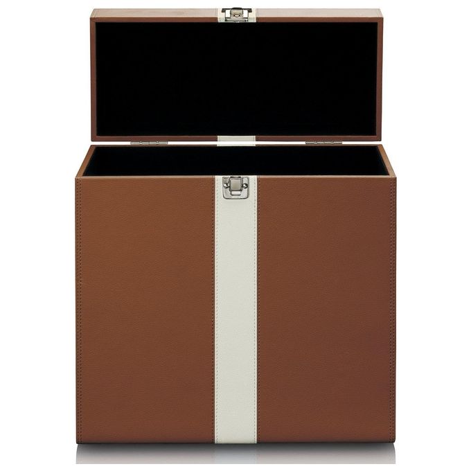 Lenco TTA-301 Classic Phono Custodia per Dischi in Vinile 30 LP Pelle Ecologica Interno in Feltro colore Marrone