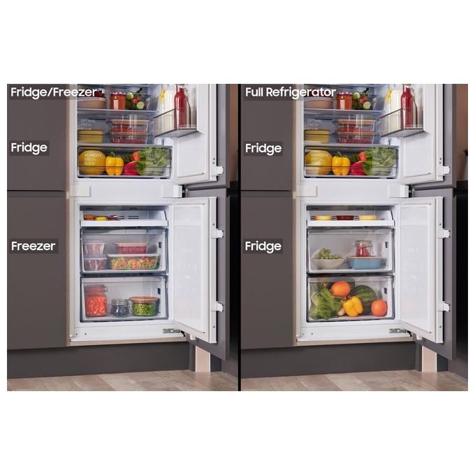 Samsung BRB26705DWW Frigorifero Combinato da Incasso Capacita' 264 Litri Classe energetica D Total No Frost Twin Cooling Plus Portabottiglie Flex 177 cm Bianco