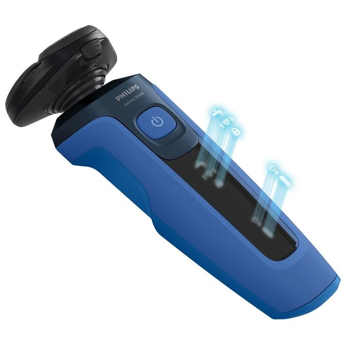 Philips S5466-17 Shaver Series 5000 Rasoio elettrico Wet and Dry rotazione 3 testine autonomia 50 min colore Nero Blu
