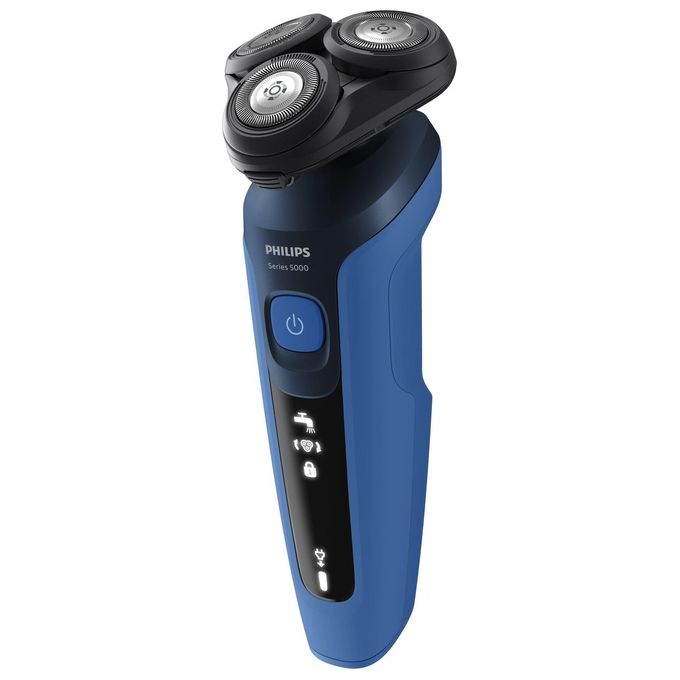 Philips S5466-17 Shaver Series 5000 Rasoio elettrico Wet and Dry rotazione 3 testine autonomia 50 min colore Nero Blu