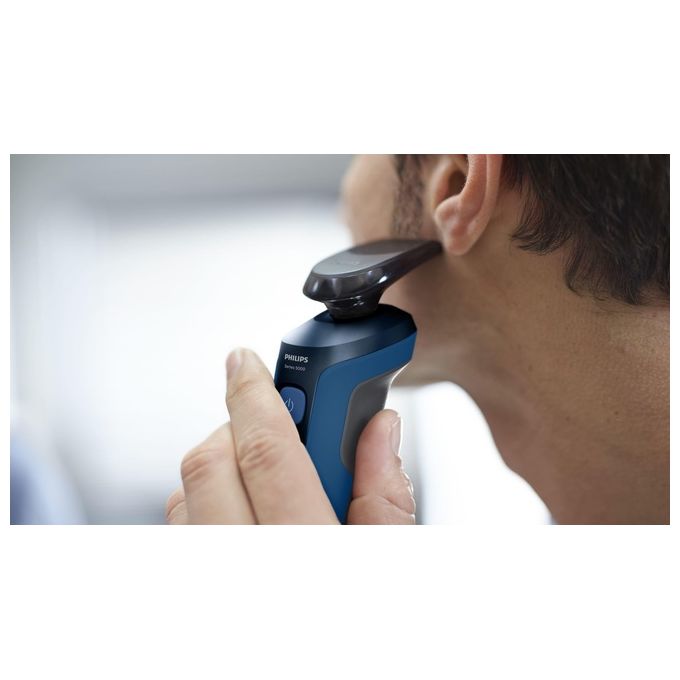 Philips S5466-17 Shaver Series 5000 Rasoio elettrico Wet and Dry rotazione 3 testine autonomia 50 min colore Nero Blu