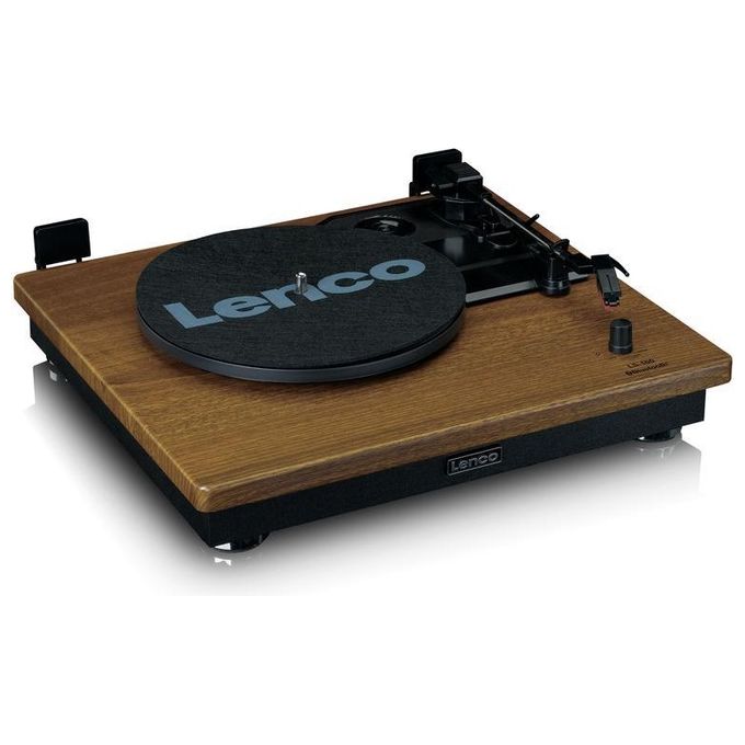 Lenco LS-100WD Giradischi a Cinghia Automatico con Altoparlanti Integrati 2x10W Bluetooth 5.0 33 45 78 rpm colore Nero Quercia