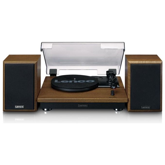 Lenco LS-100WD Giradischi a Cinghia Automatico con Altoparlanti Integrati 2x10W Bluetooth 5.0 33 45 78 rpm colore Nero Quercia