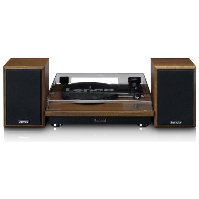 Lenco LS-100WD Giradischi a Cinghia Automatico con Altoparlanti Integrati 2x10W Bluetooth 5.0 33 45 78 rpm colore Nero Quercia