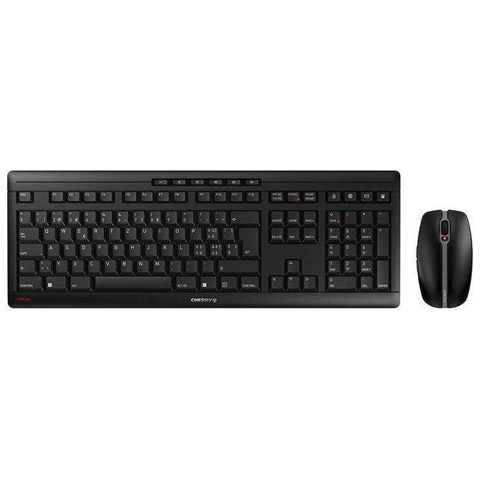 CHERRY JD-8560CH-2 STREAM DESKTOP RECHARGE Set Tastiera e Mouse Wireless QWERTZ Svizzera Ricaricabile Silenzioso con Ricevitore Nano USB 2.4 GHz colore Nero