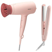 Philips BHP398-00 3000 Series Set per Styling dei Capelli 1600 W ThermoProtect ceramica 3 temperature piastra asciugacapelli colore Rosa