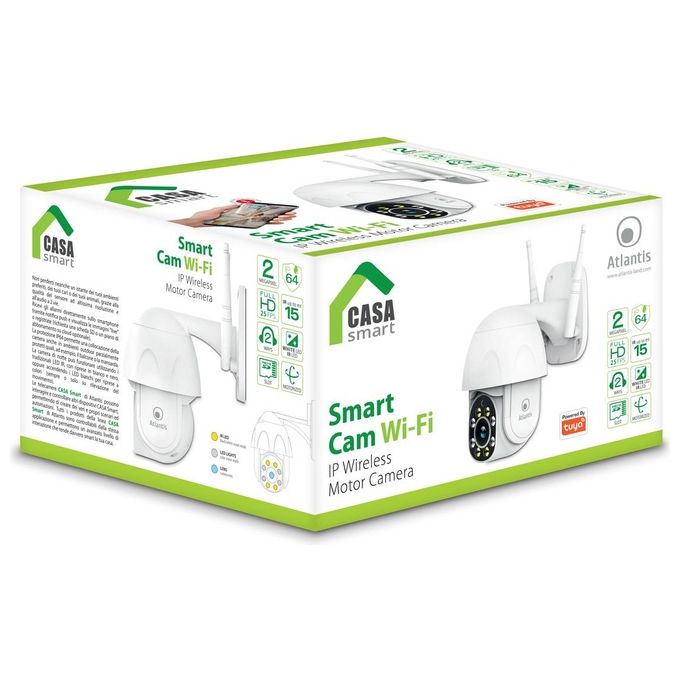 Atlantis Land A14-SC930-PT Telecamera IP Wi-Fi Motorizzata Esterno Full HD 1080p 2MP Pan Tilt Visione Notturna Audio 2 vie colore Bianco