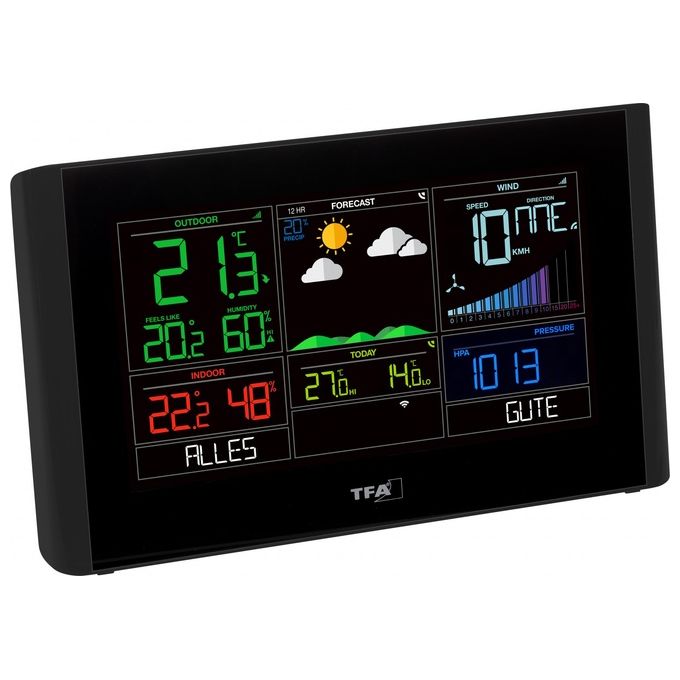TFA 35.8001.01 VIEW BREEZE Stazione Meteo WLAN con Previsioni 7 Giorni e App Gratuita colore Nero