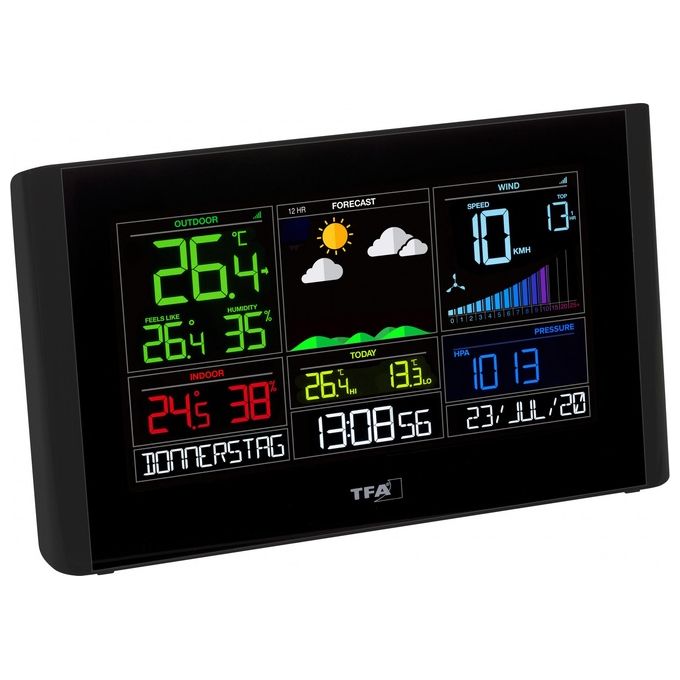 TFA 35.8001.01 VIEW BREEZE Stazione Meteo WLAN con Previsioni 7 Giorni e App Gratuita colore Nero