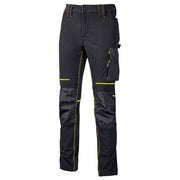 U-power WPE145BC ATOM Pantaloni da Lavoro Uomo Slim Fit Idrorepellente Traspirante con Protezione Ginocchia 90% Nylon 10% Spandex colore Nero