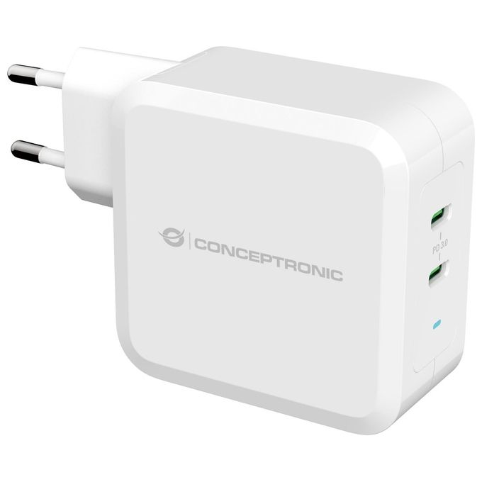 Conceptronic ALTHEA08W Caricabatterie Universale 100W con 2 Porte USB-C GaN USB PD 3.0 colore Bianco
