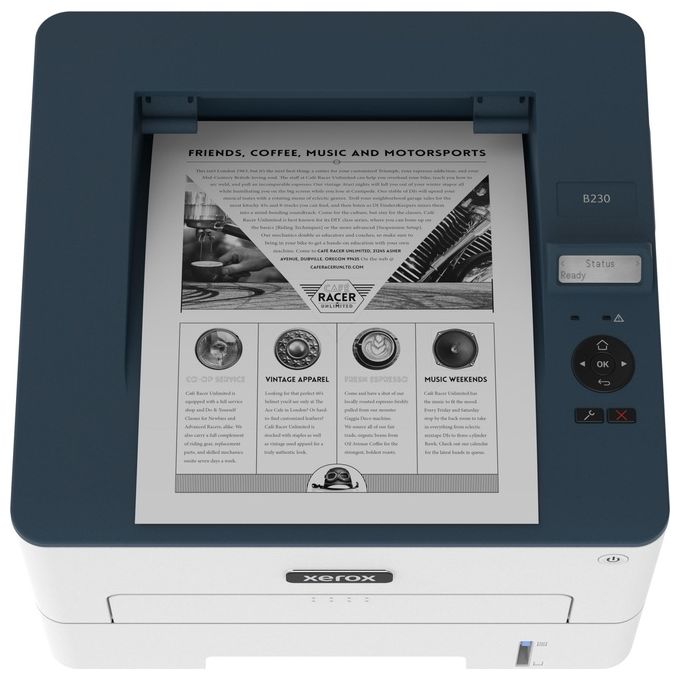 Xerox B230V DNI Stampante Laser A4 Monocromatica 34 ppm Fronte Retro Wi-Fi Ethernet 2 Vassoi 251 Fogli PCL5e PCL6 colore Bianco Blu