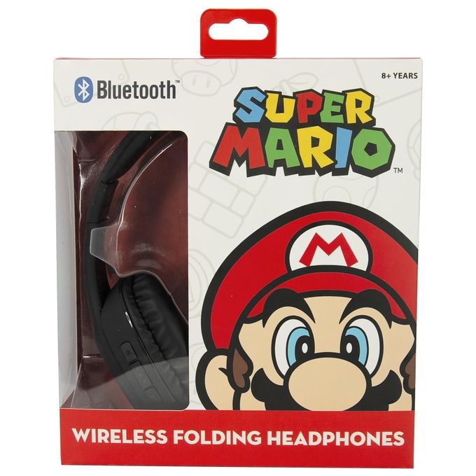 OTL Technologies SM0698 Super Mario Icon Cuffie Bluetooth Wireless Pieghevoli per Bambini 30h Bluetooth 5.0 colore Nero Blu Rosso