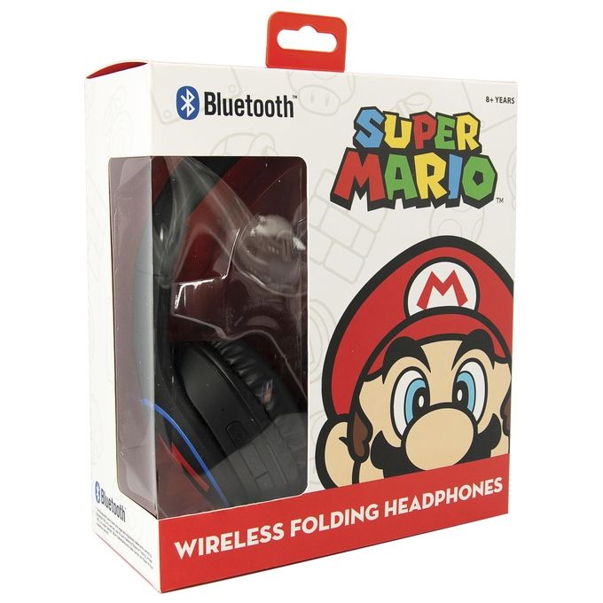 OTL Technologies SM0698 Super Mario Icon Cuffie Bluetooth Wireless Pieghevoli per Bambini 30h Bluetooth 5.0 colore Nero Blu Rosso