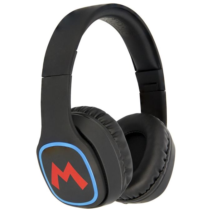 OTL Technologies SM0698 Super Mario Icon Cuffie Bluetooth Wireless Pieghevoli per Bambini 30h Bluetooth 5.0 colore Nero Blu Rosso