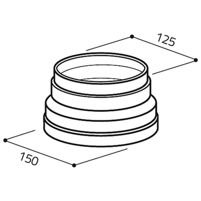 Elica 1052M - Raccordo riduzione circolare, Ø 150-125 mm, altezza 90 mm, plastica bianca, compatibile con cappe aspiranti Elica