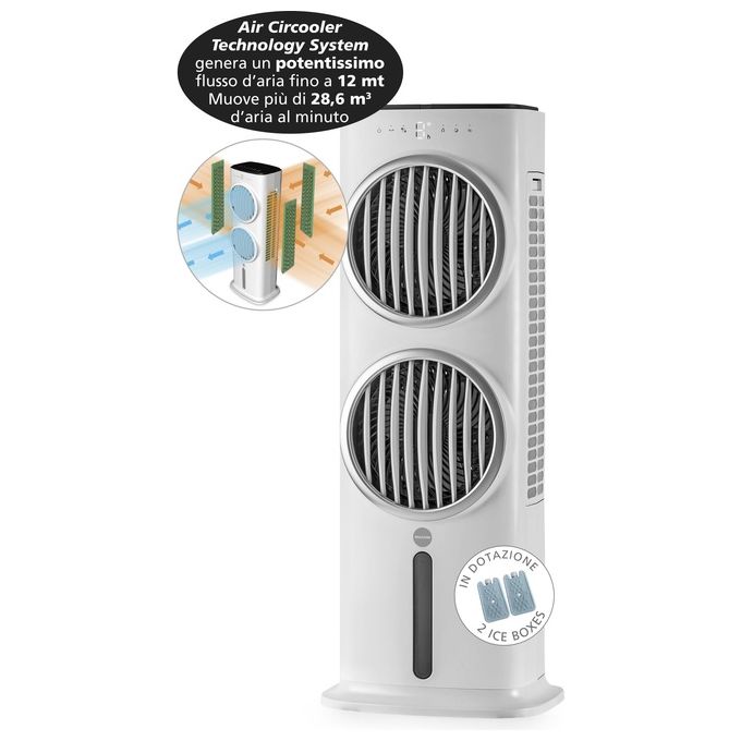 Macom 988 Enjoy Relax Power Double Wind Raffrescatore Evaporativo 90W 10L fino a 100 m² colore Bianco