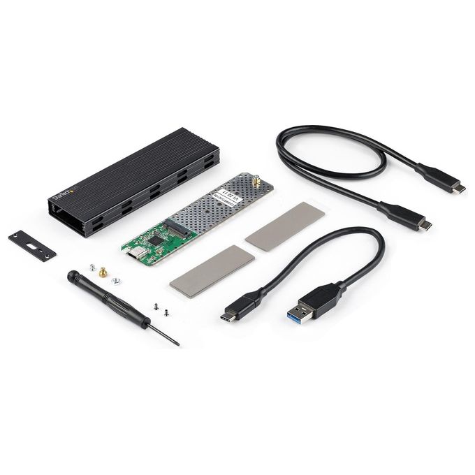 StarTech SM2E1BMU31C Enclosure USB-C a M.2 NVMe o M.2 SATA SSD 10Gbps Alluminio con Cavi USB-A e USB-C colore Nero