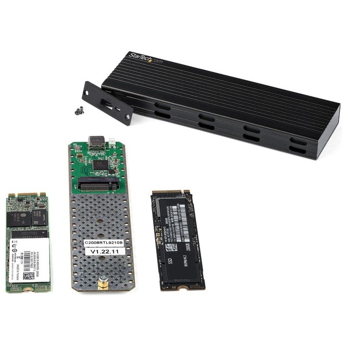 StarTech SM2E1BMU31C Enclosure USB-C a M.2 NVMe o M.2 SATA SSD 10Gbps Alluminio con Cavi USB-A e USB-C colore Nero