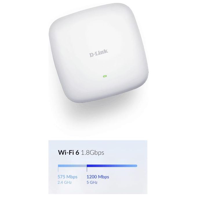 D-Link DAP-X2810 AX1800 Access Point Wi-Fi 6 Dual Band PoE MU-MIMO 1800 Mbit-s colore Bianco