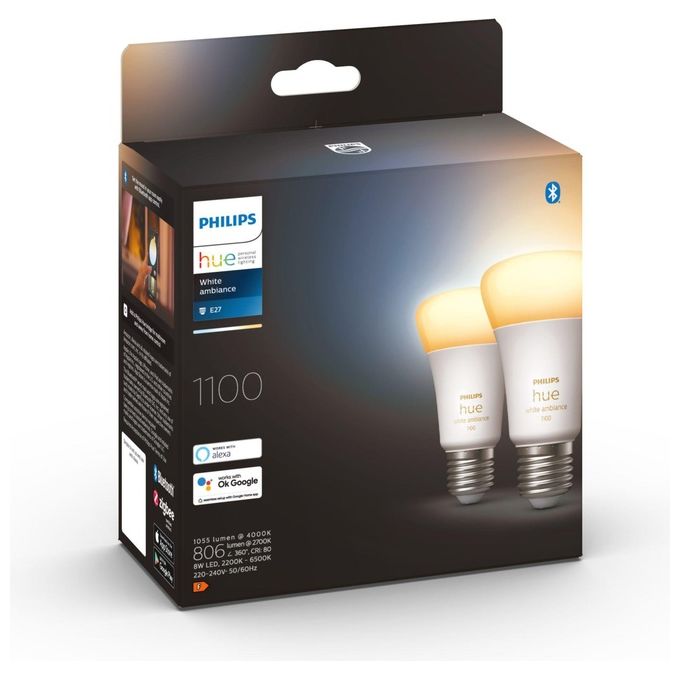 Philips Hue White Ambiance 2 Lampadine Smart E27 75W