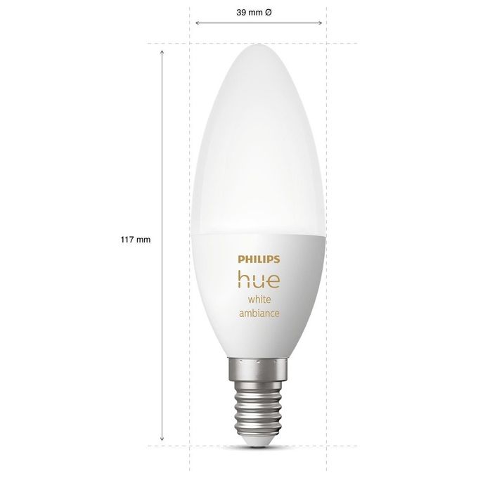 Philips Hue White Ambiance Lampadina Led B39 E14 4W Classe G  2200-6500 K