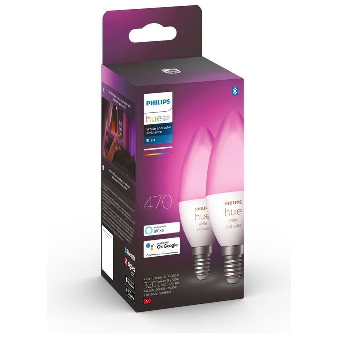 Philips Hue White and Color Ambiance 2 Lampadine Smart E14 25 W