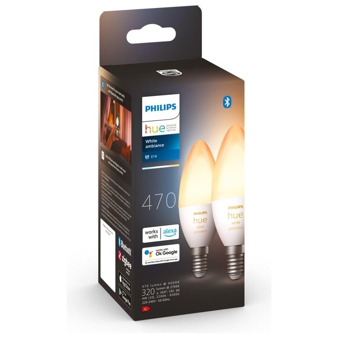 Philips Hue White Ambiance 2 Lampadine Smart E14 25 W