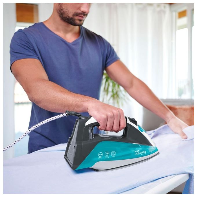 Polti PLEU0253 Vaporella Quick and Slide QS220 Ferro a Vapore 2400 W 350 ml 40 g-min Colpo Vapore 250 g Display Digitale Piastra Pro-Steam colore Verde Bianco