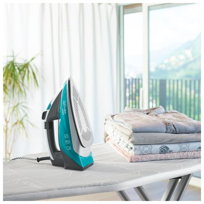 Polti PLEU0253 Vaporella Quick and Slide QS220 Ferro a Vapore 2400 W 350 ml 40 g-min Colpo Vapore 250 g Display Digitale Piastra Pro-Steam colore Verde Bianco