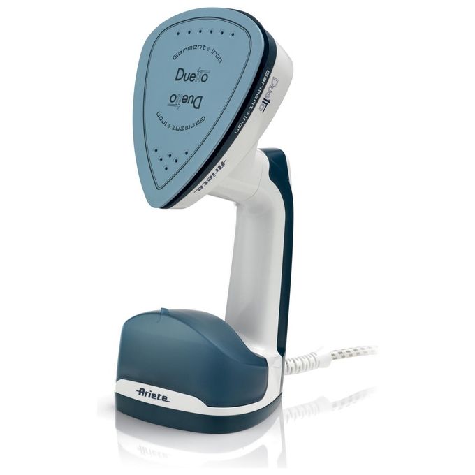 Ariete 6246 Duetto Garment Iron Stiratrice a Vapore Verticale e Ferro da Stiro con Piastra in Ceramica Antiaderente 1000W Bianco-Blu