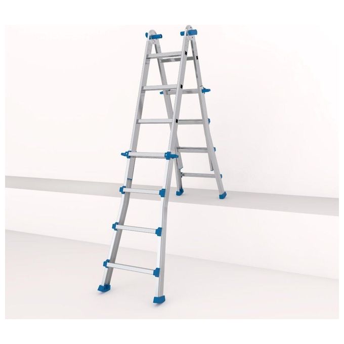 Colombo New Scal EIFFEL 4+5 Scala Pieghevole in Alluminio 9 Gradini Altezza Max 4,25 m 100 Kg colore Acciaio inox