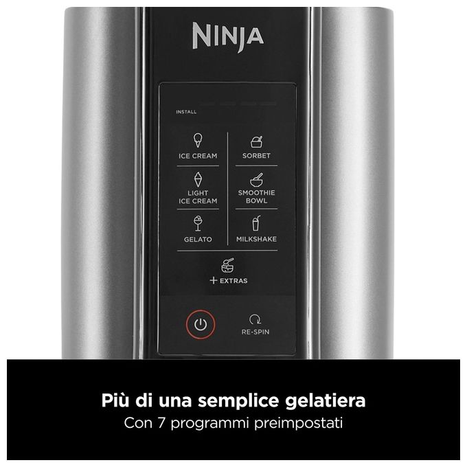 Ninja NC300EU Creami Gelatiera 1,4 L 800W 7 Programmi Gelato Sorbetto Frappe' Smoothie colore Argento Nero