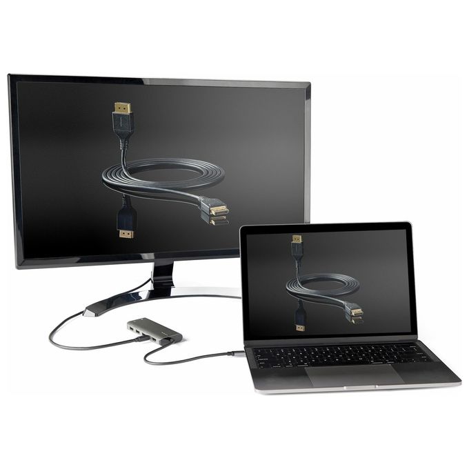 StarTech DKT31CMDPHPD Adattatore multiporta USB-C a HDMI o Mini DisplayPort 4K 60Hz con Hub USB 4 porte 10Gbps Power Delivery 100W colore Nero
