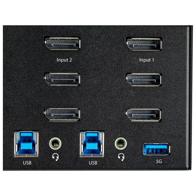 StarTech.com SV231TDPU34K Switch KVM DisplayPort 2 Porte 3 Monitor 4K 60Hz UHD HDR Hub USB 3.0 Audio Digitale e Analogico colore Nero
