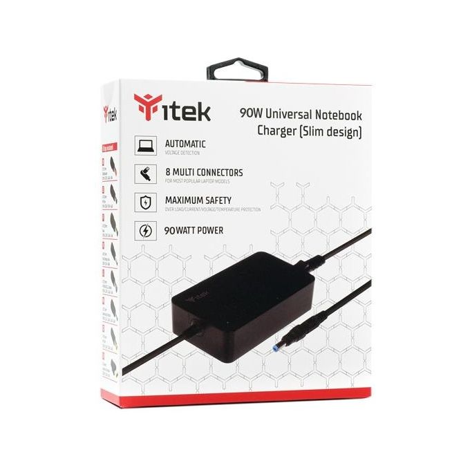 ITek ITNBSD90 Alimentatore Universale per Notebook 90W 8 Connettori Slim Design